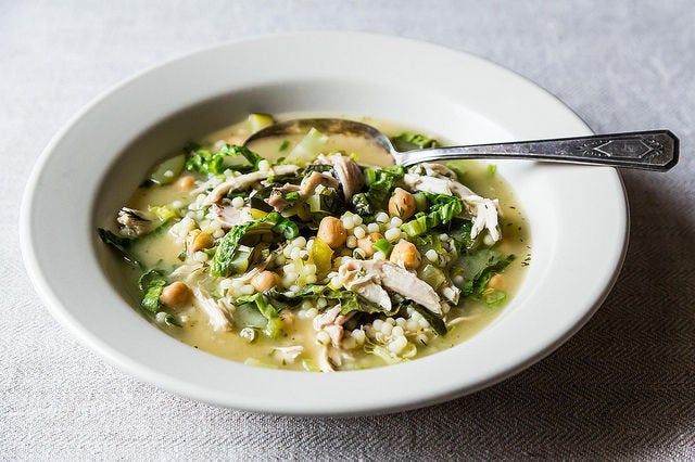 A lemon, chicken and pepper soup.