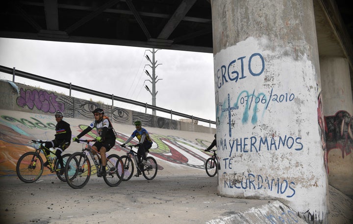 Picture of the place where in 2010 Mexican 15-year-old Sergio Hernandez was killed by a U.S. border patrol agent on the Mexican bank of the Rio Grande in Ciudad Juárez, Mexico