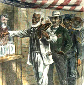 “The First Vote” from Harper’s Weekly. 