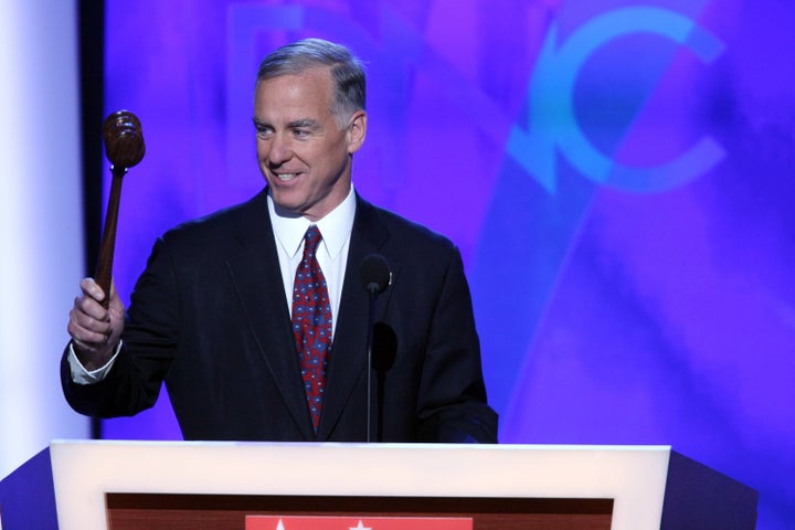 Howard Dean calls to order the 2008 Democratic National Convention in Denver, Colorado. He was elected DNC chair in 2005 after the party lost a bruising election.