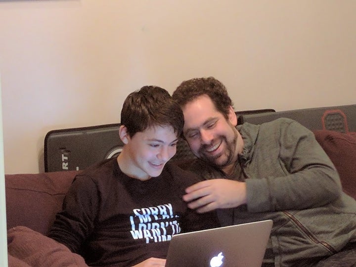<p><em>Zev with his father</em></p>