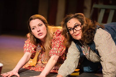 Kelli Schultz (Lynette "Squeaky" Fromme) and Jessica Fisher (Sara Jane Moore) in a scene from <strong><em>Assassins</em></str