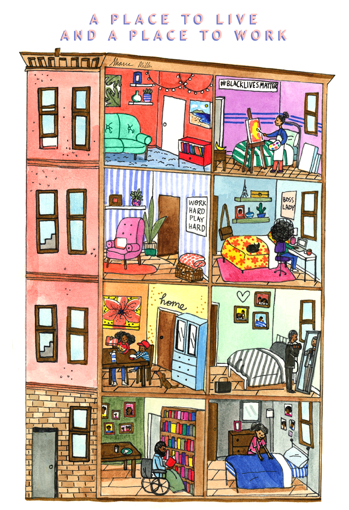 "A place to live and a place to work" by <a href="http://www.coilyandcute.com/" target="_blank">Sharee Miller</a>