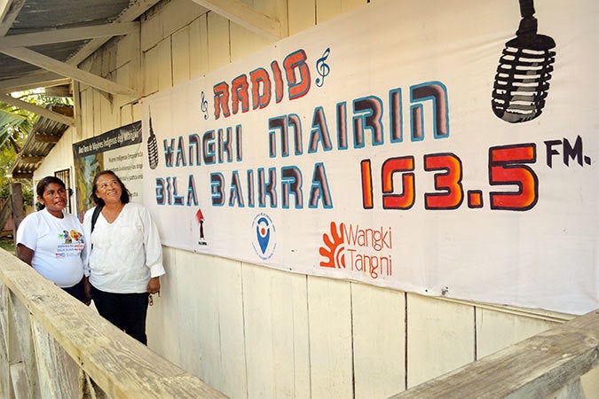 <p>The MADRE and Wangki Tangni Radio station where programming on violence against women and women’s rights is produced for the community. Photo: UN Trust Fund/Mildred García</p>