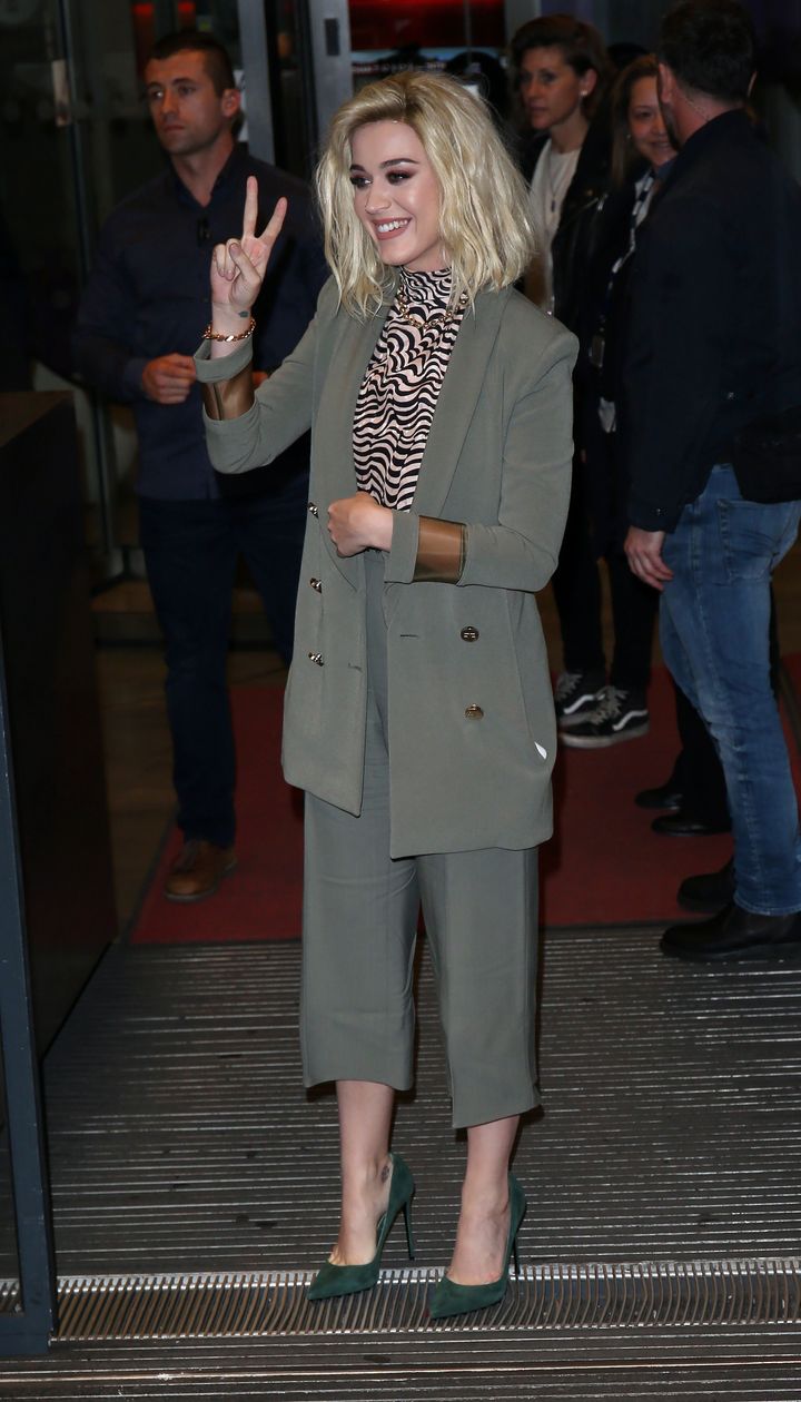 Katy Perry seen at BBC Radio One on Feb. 21. 