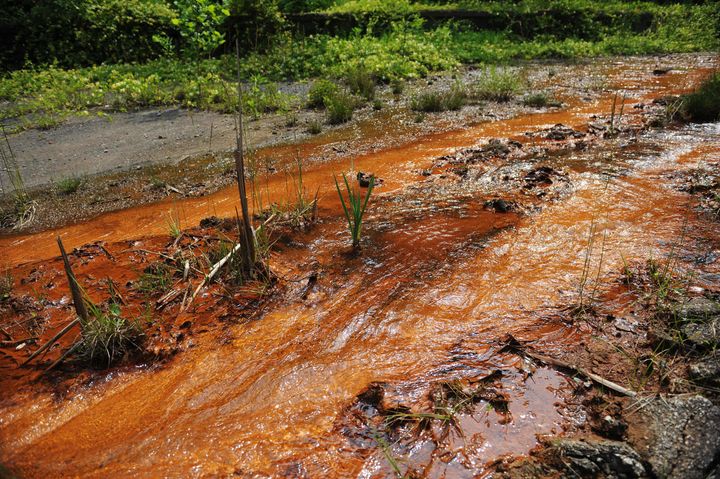 A June 12, 2008 photo shows water allegedly seeping from an abandoned mine on Kayford Mountain in West Virginia. Mountaintop mining can pollute waterways.