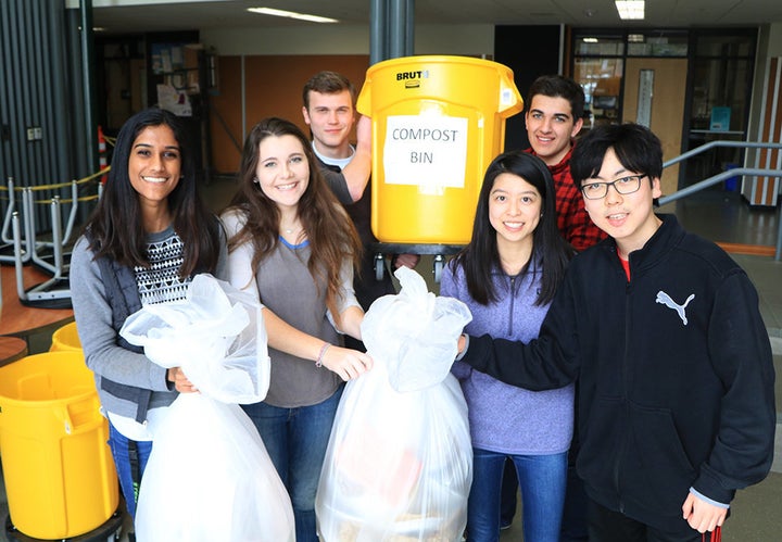 Students from Tesla STEM High School in Redmond, Washington, organized a composting program to help reduce the school's green