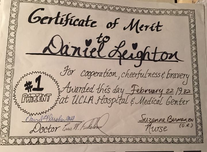 <p>The certificate they gave me after surgery.</p>