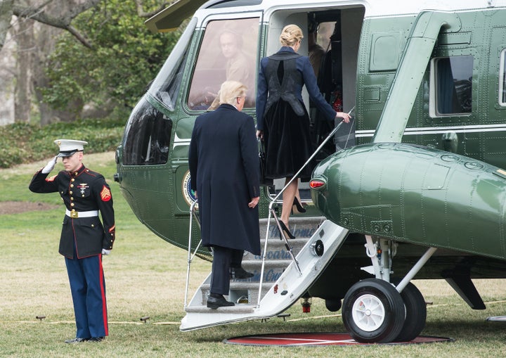 President Donald Trump and his daughter Ivanka board Marine One at the White House in Washington, D.C., on Feb. 1, 2017.