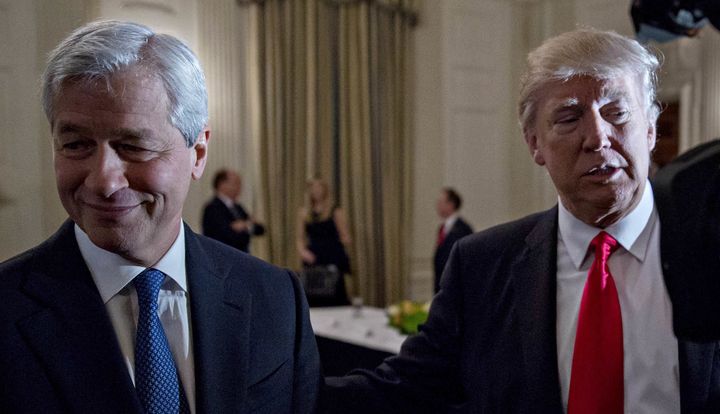 JPMorgan Chase CEO Jamie Dimon with President Donald Trump at a Strategic and Policy Forum meeting in the White House on Feb. 3, 2017.