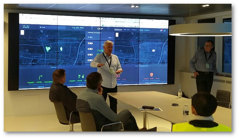 The connected digital platform for cities developed by CISCO and TDC, the Danish phone company, reflects the status of local
