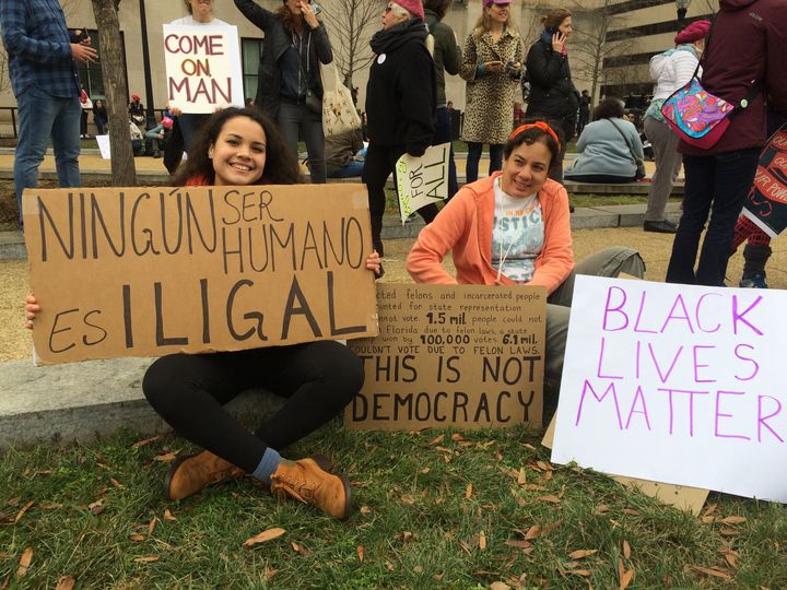 “No human being is illegal.” Protesters join the Women’s March on Jan. 21.