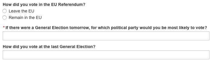 The BBC asks applicants 'How did you vote in the EU referendum?' and 'How did you vote at the last General Election?'