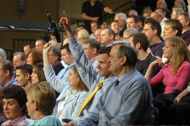 BBC efforts to diversify its Question Time audiences have caused controversy in the past. This file photo shows a majority white audience at a recording of the programme in 2004