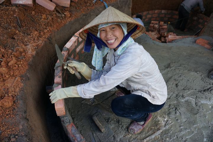 <p>In Vietnam, the project trained female masons to construct biogas digesters. They are all now accredited as masons for government of Vietnam National Biogas Program.</p>
