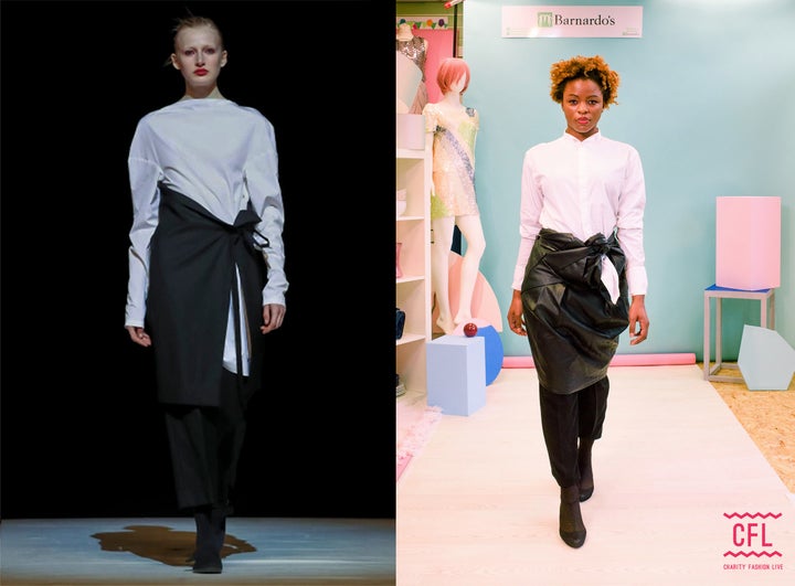Shirt: £8.99, leather skirt: £19.99 and shoes: £4.99. <strong>Total:</strong> £33.97