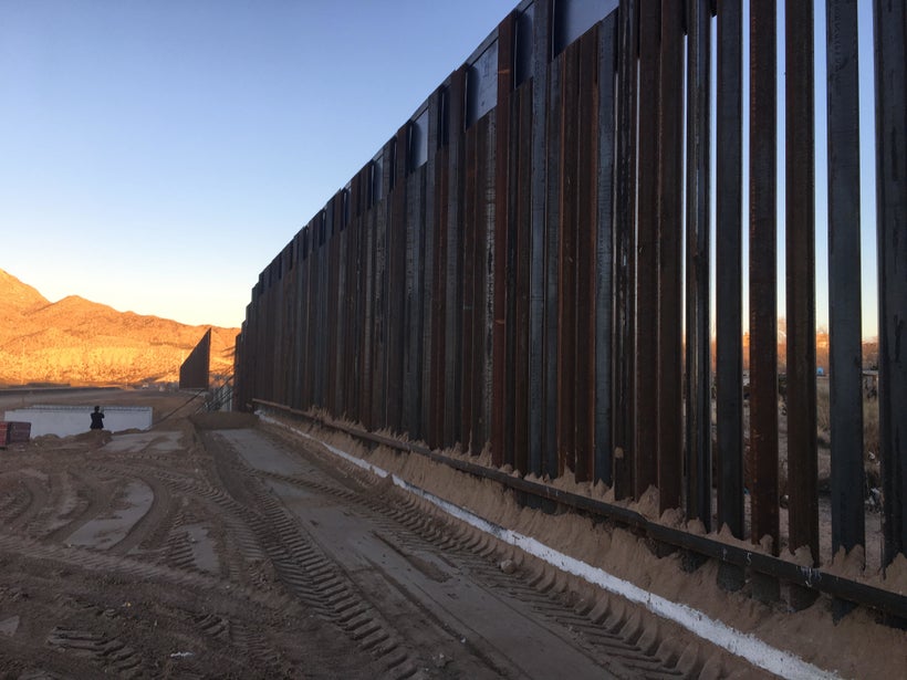 A segment of border fence being constructed near Anapra NM and Juarez, Mexico. Construction has been underway for years.