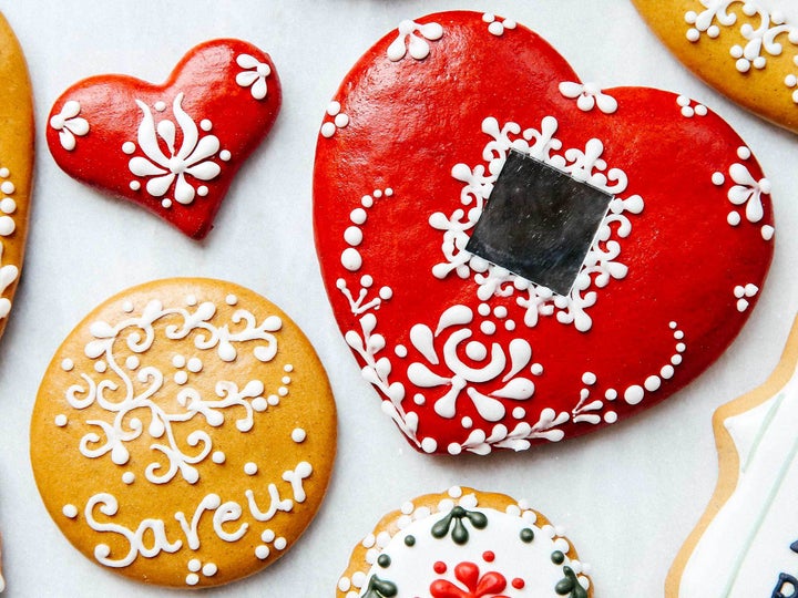 The mirror in this heart-shaped cookie isn't edible, but "you give it to someone," Aniko says, "to show they're in the middle of your heart."