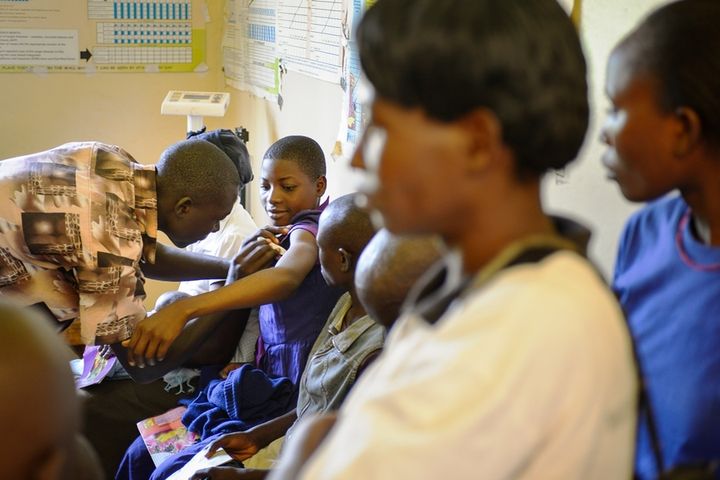Health care at a rural facility in Kakamega, Kenya. 