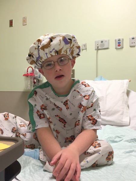 <p>My son Ben, preparing for his umpteenth surgery</p>