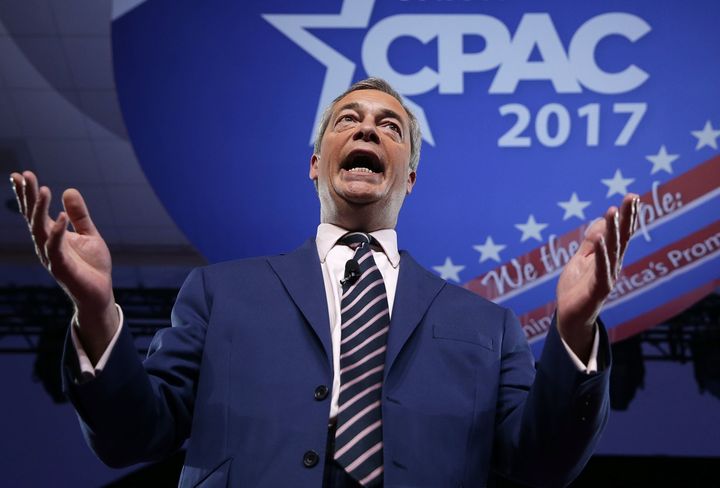 British politician Nigel Farage speaks during the Conservative Political Action Conference on Friday.