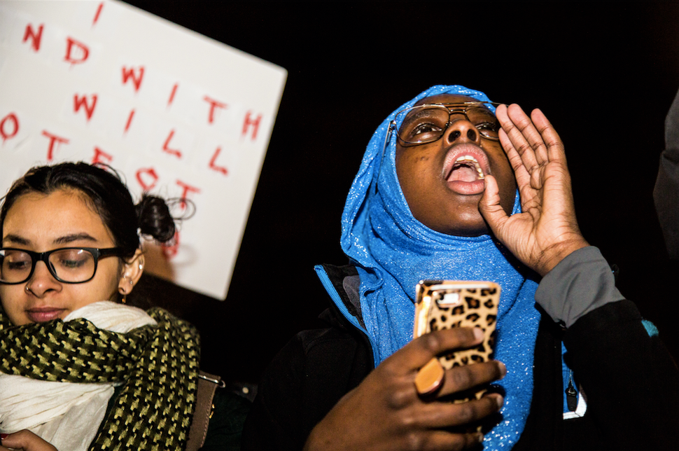 Rally for immigrant rights at Washington Square Park, NYC, Jan. 25