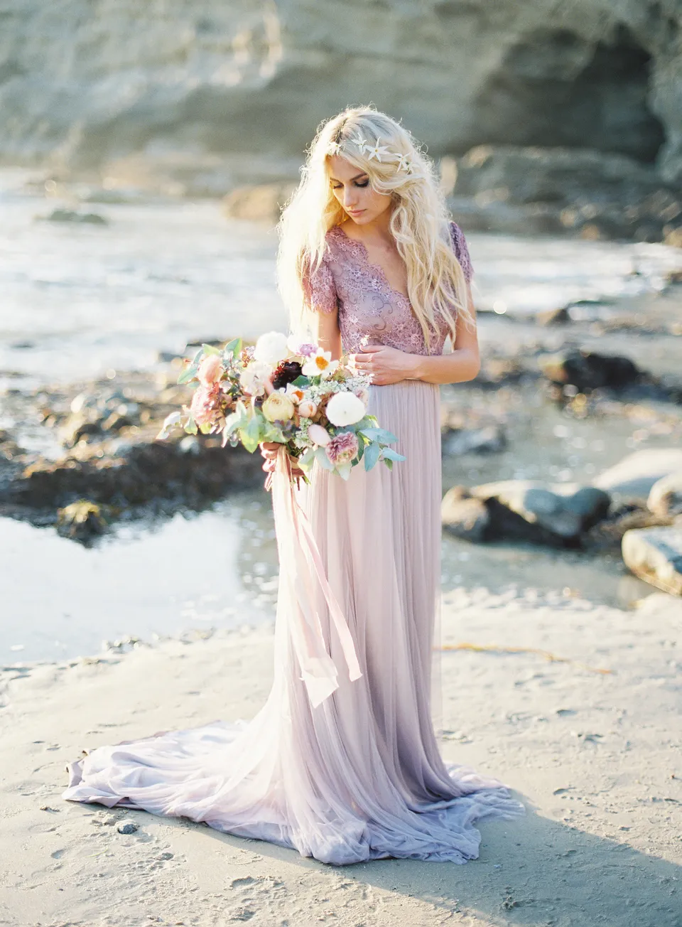 Dolly Gown Romantic Dip Dye Rainbow Colored Wedding Dress