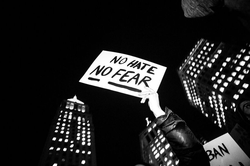 #NoBanNoWall rally at Foley Square, NYC, Feb. 1