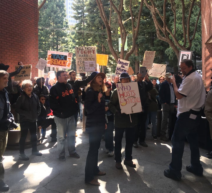Protests continued after Feinstein's event concluded.