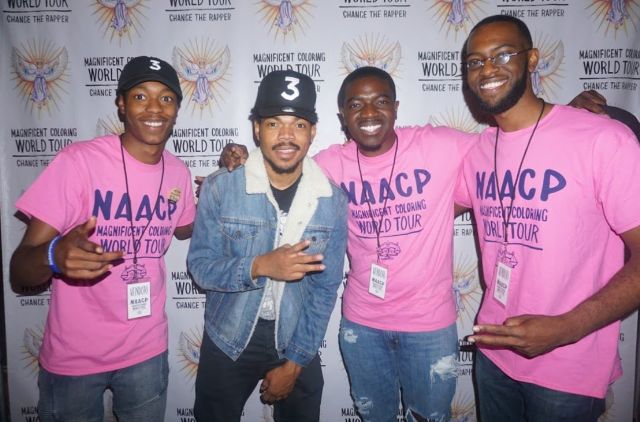 Left to Right: Anthony Davis Jr., Chance the Rapper, Stephen Green, and Devon Crawford
