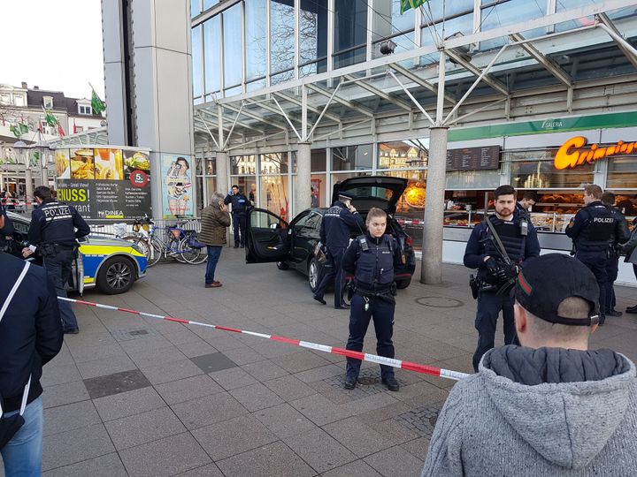 Police at the scene of the incident in the German city of Heidelberg