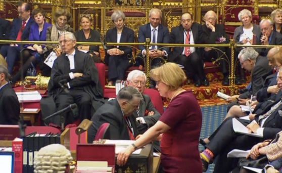 Theresa May watches as Baroness Smith addresses the Lords