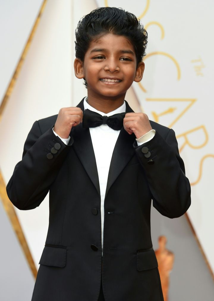 Sunny Pawar arrives on the red carpet for the 89th Oscars. 
