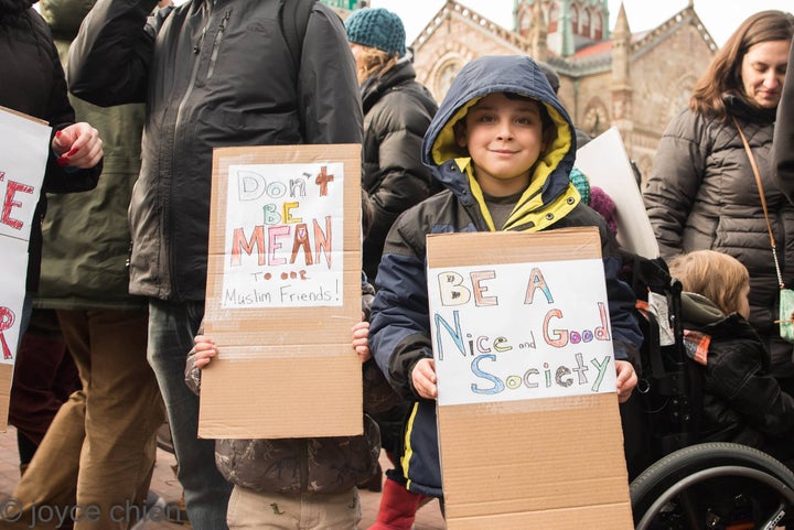 <p>Travel ban protest, Boston, MA, 1/29/17 </p>