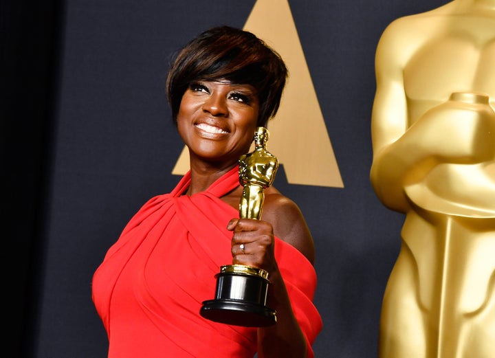 Actor Viola Davis, winner of the Best Supporting Actress award for 'Fences' poses in the press room during the 89th Annual Academy Awards.