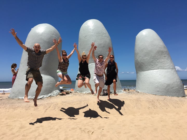 <p>La Mano (The Hand) is a beach sculpture in Punta del Este by Chilean artist Mario Irarrazabal</p>