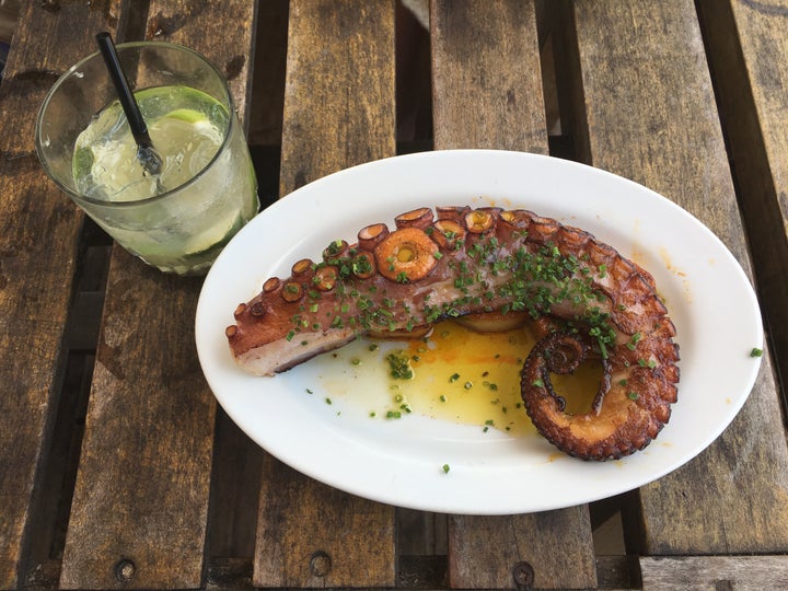<p>Tender pulpo and a capiroska — things that make you go mmmmmm</p>