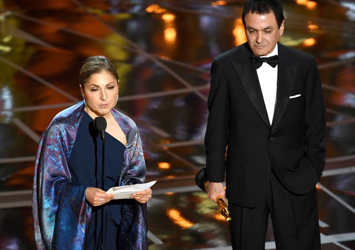 Anousheh Ansari read out a statement on behalf of the absent Asghar Farhadi at the Oscars, following his winning the Best Foreign Film Award