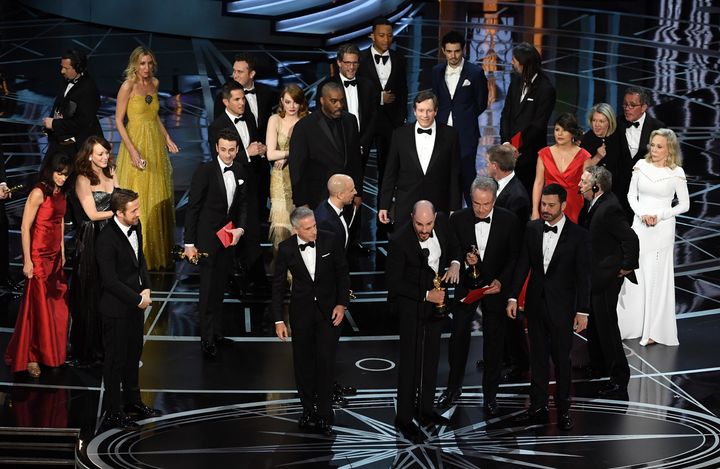 The 'La La Land' team were half way through their acceptance speech when the mistake was realised 