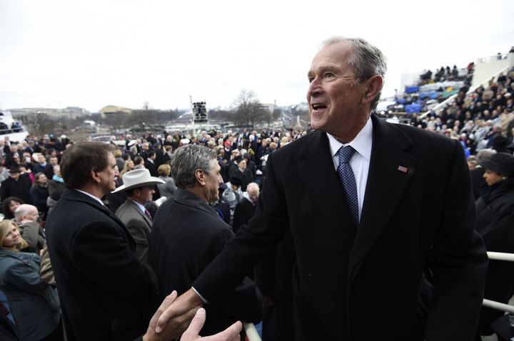 Bush (pictured at Trump's inauguration) called the media 'indispensable to democracy'