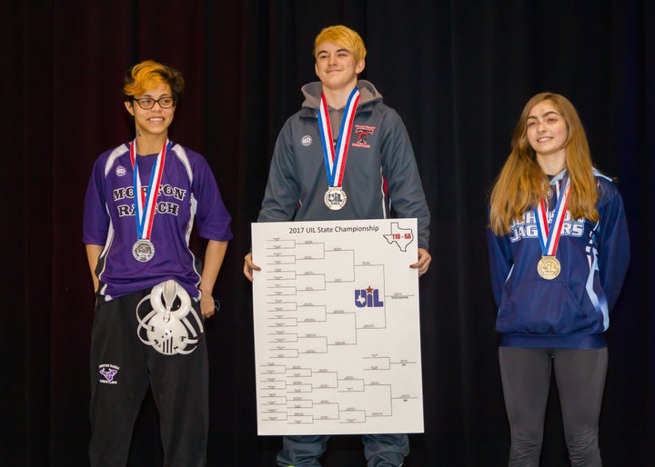 Beggs on the medal stand after he won his medal.