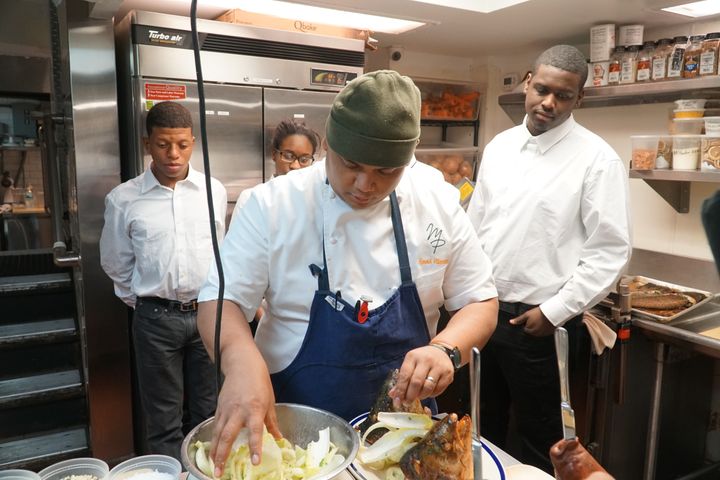 Chef Harold Villarosa with students