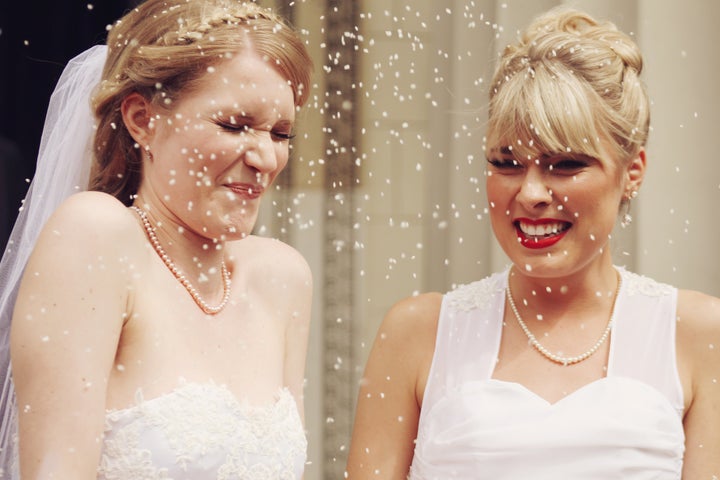 An sweet candid moment between the couple. 