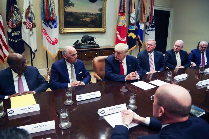 President Donald Trump met with executives from large health insurance companies at the White House on Monday.