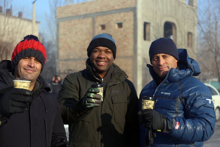 Matt with fellow travellers on Series 2 Chris Harris and Rory Reid