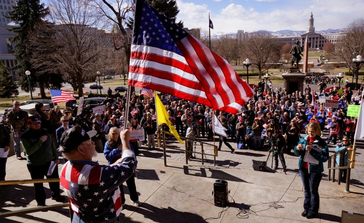 A rally in support of President Trump at the Capitol in Denver.