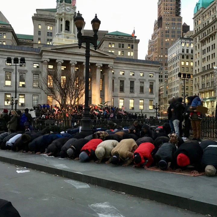 #GetOrganizedBK participants attended the Feb. 2, 2017 protest Trumps travel ban by Yemini bodega owners at Borough Hall, Brooklyn 