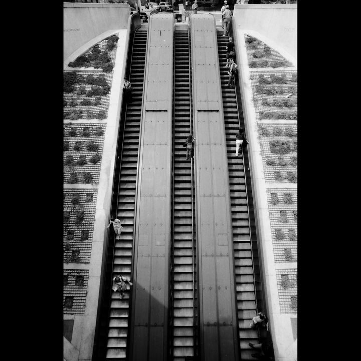 DuPont Circle North D.C. Metro escalator. Try hopping down these steps on one foot. It’s not fun.