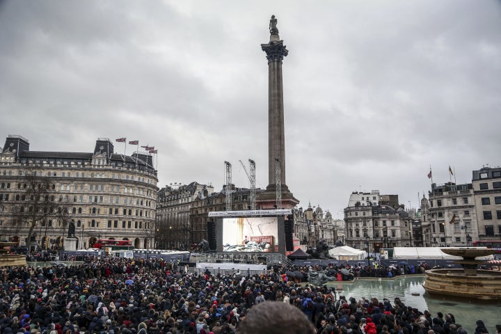 London Mayor Sadiq Khan told the crowd at the free screening of "The Salesman" in Trafalgar Square that the city stands