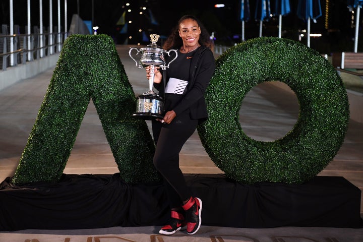 Serena Williams didn't win a trophy for challenging two guys in the park to a game, but she probably made their night.